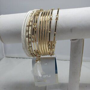 Rue21 12-Piece White and Gold Bangle Bracelet Set